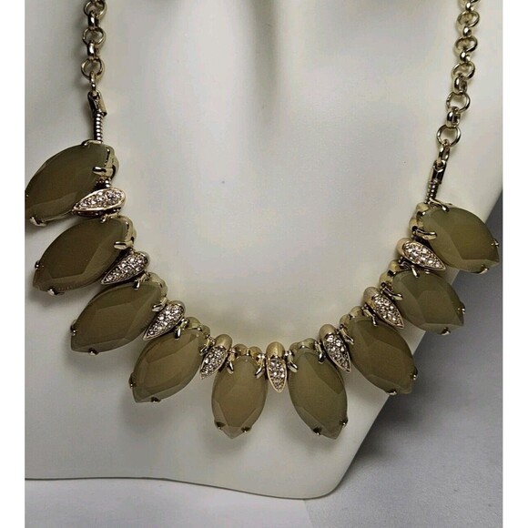 Golden Tone Rhinestone Yellow Plastic Choker Collar Adjustable Length. Pre-owned - Picture 2 of 4